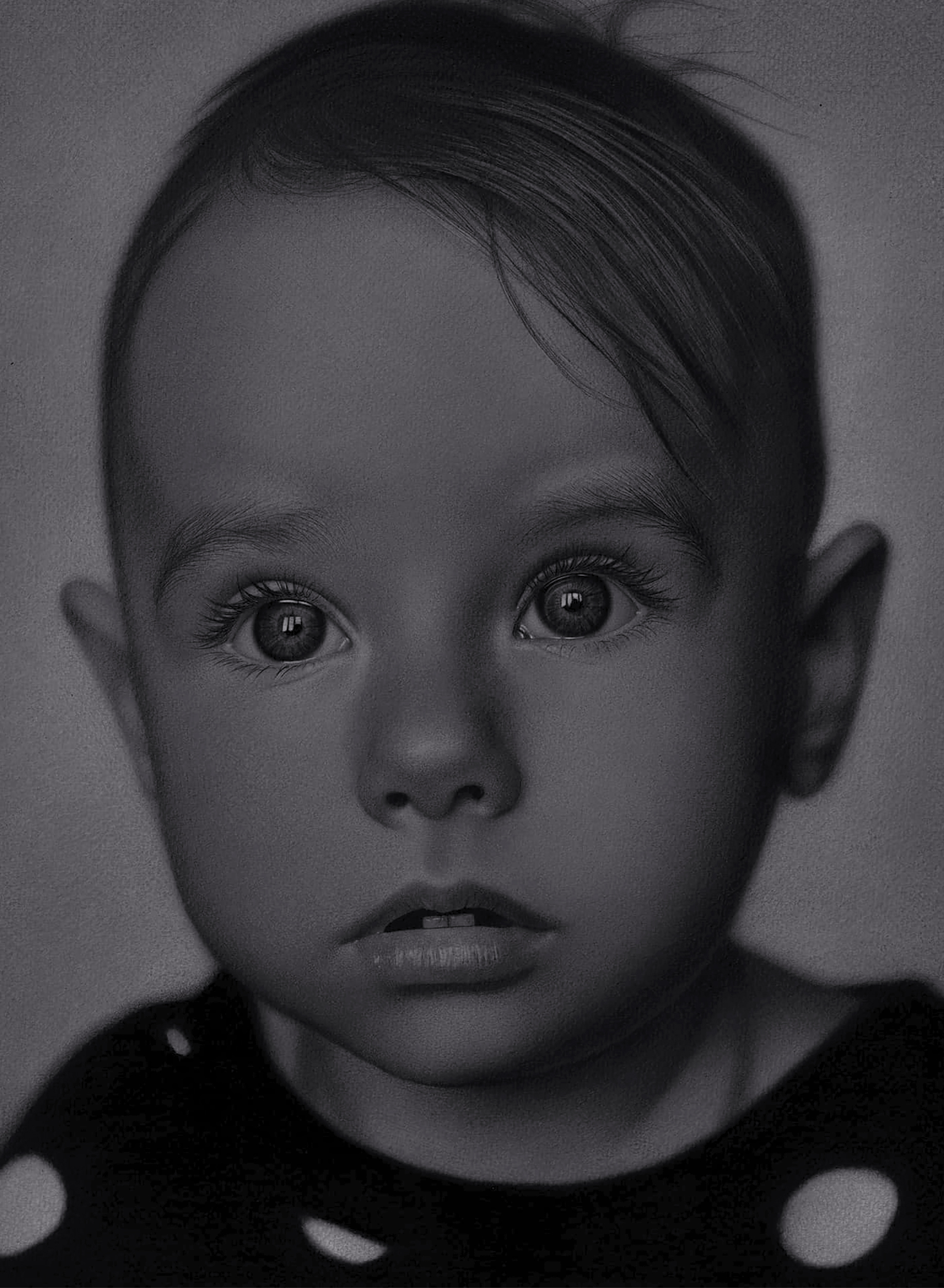Hand-drawn graphite portrait from a photograph